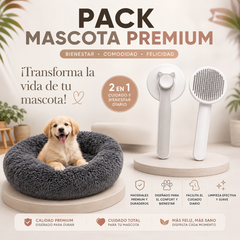 Pack Mascotas Felices — Cama Nube + Cepillo Quitapelosa