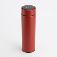 Termo inteligente rojo con pantalla de temperatura, foto de producto cuadrada