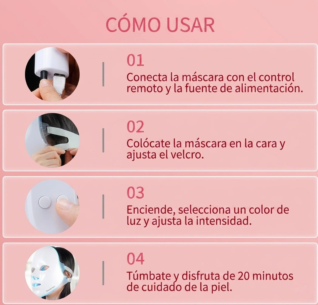 Mascarilla LED de Terapia Facial 7 Colores