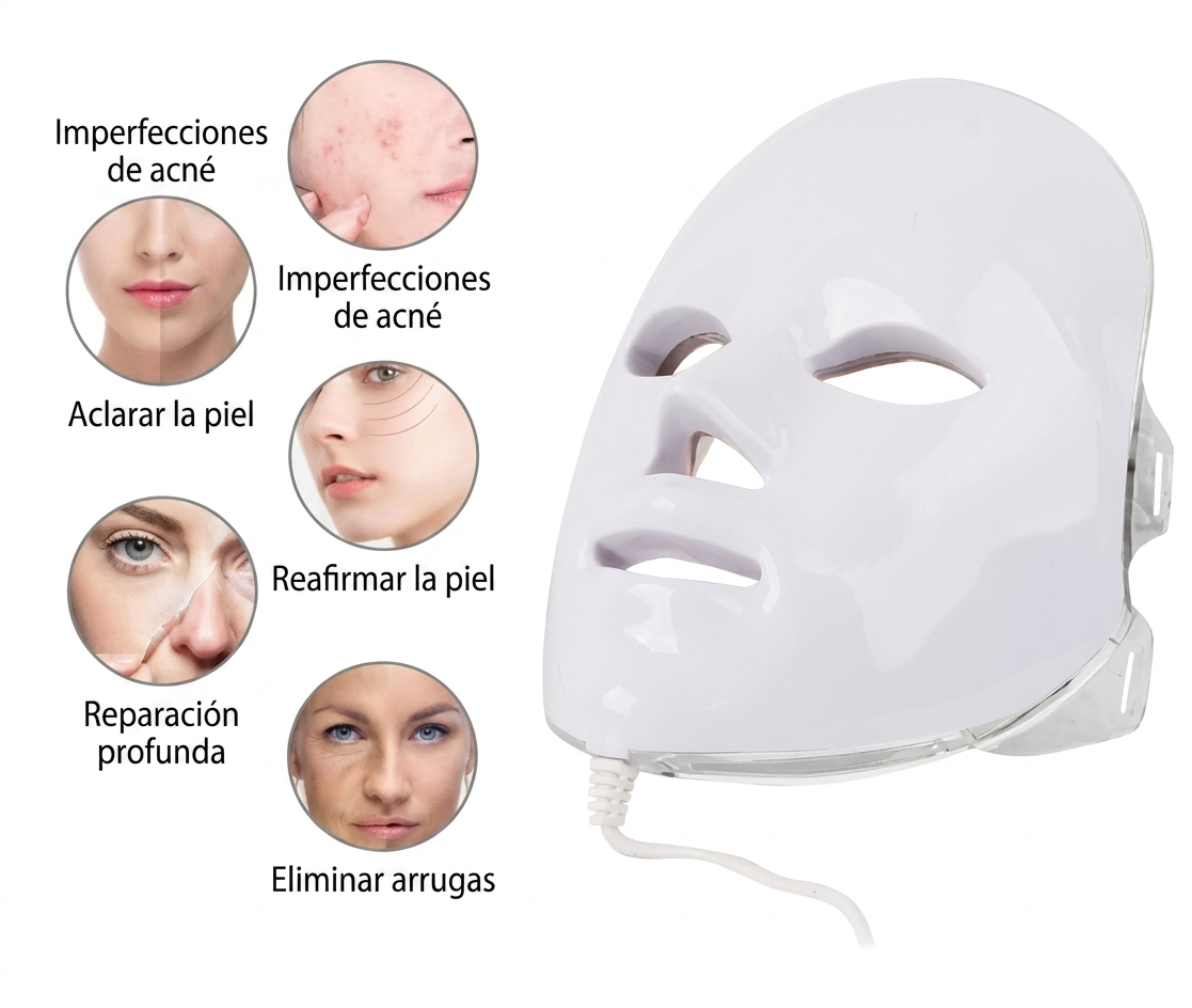 Mascarilla LED de Terapia Facial 7 Colores