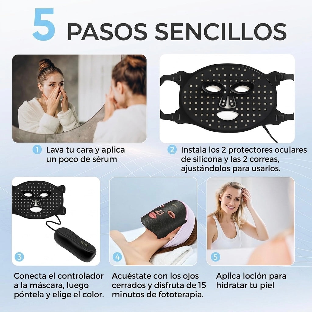 Máscara Facial LED — Terapia Profesional