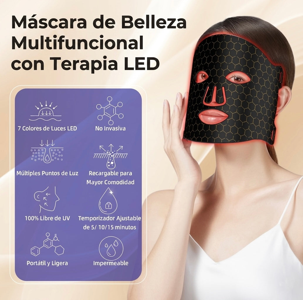 Máscara Facial LED — Terapia Profesional